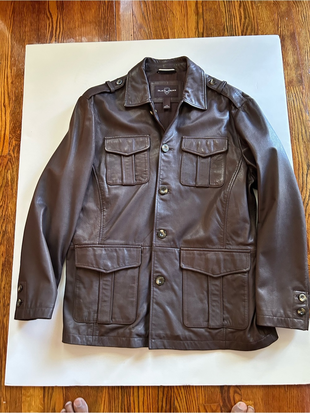 Black and Brown Men's Brown Leather Field Jacket